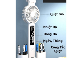 Đèn Học Để Bàn 4 Thanh LED Kiêm Quạt 5in1 – Chống Cận, Pin Lớn, Có LCD, Ánh Sáng Bảo Vệ Mắt