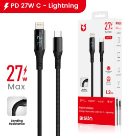 Cáp Sạc Nhanh Bison CB211 Type-C to Lightning 27W – Màn Hình LED, Siêu Bền, Tương Thích Apple